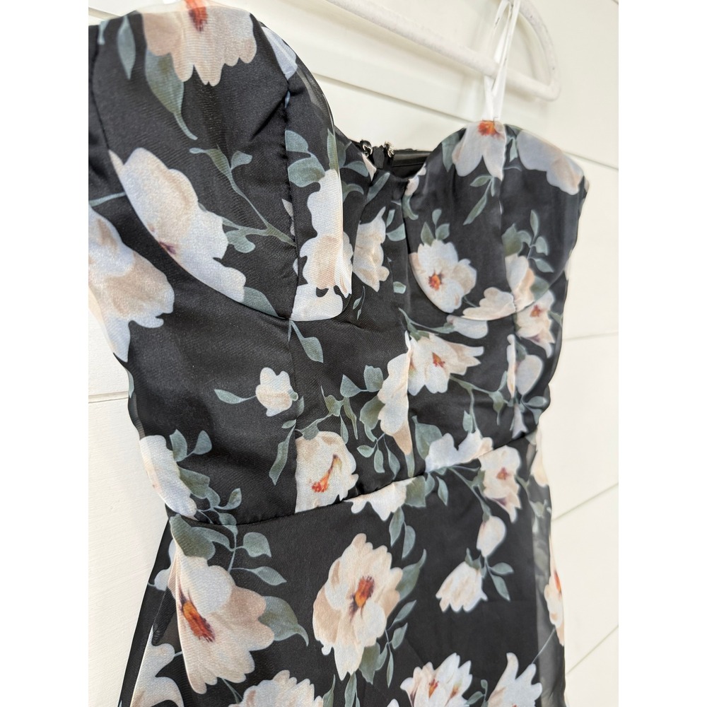 NWT Lulus CHIC PRECIOUSNESS Floral ORGANZA BUSTIER Strapless Maxi Dress XS - Picture 3 of 10